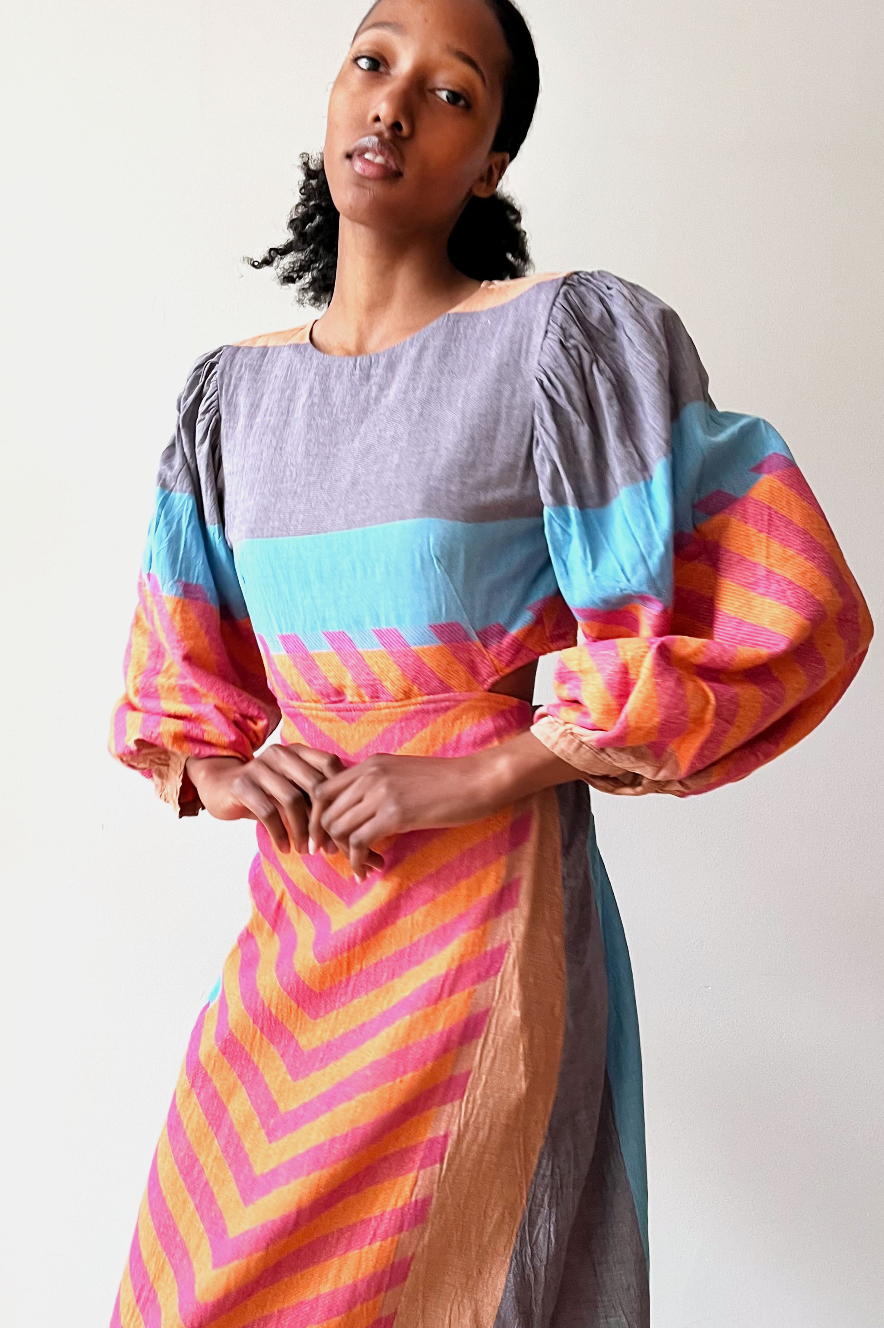 Maxi Dress - Pink Chevron – Iwona Ludyga Design