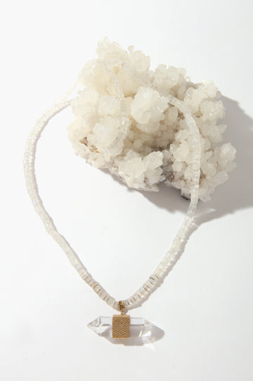 Queen & Tulip Crystal Wrapped on Moonstone Necklace