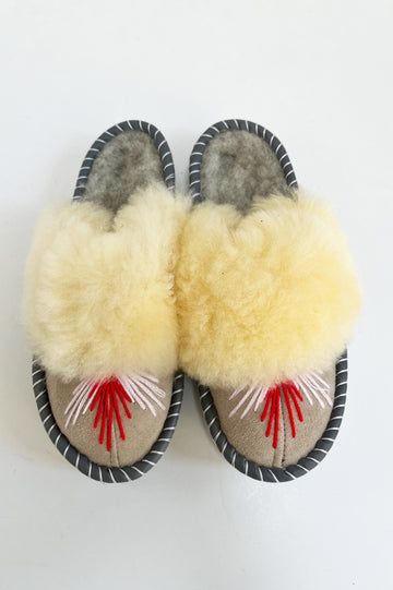 Sheepskin Slippers -  Backless Red/Pink Size 37