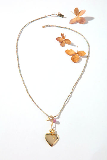 Aurora Blooming Heart on Braid Necklace