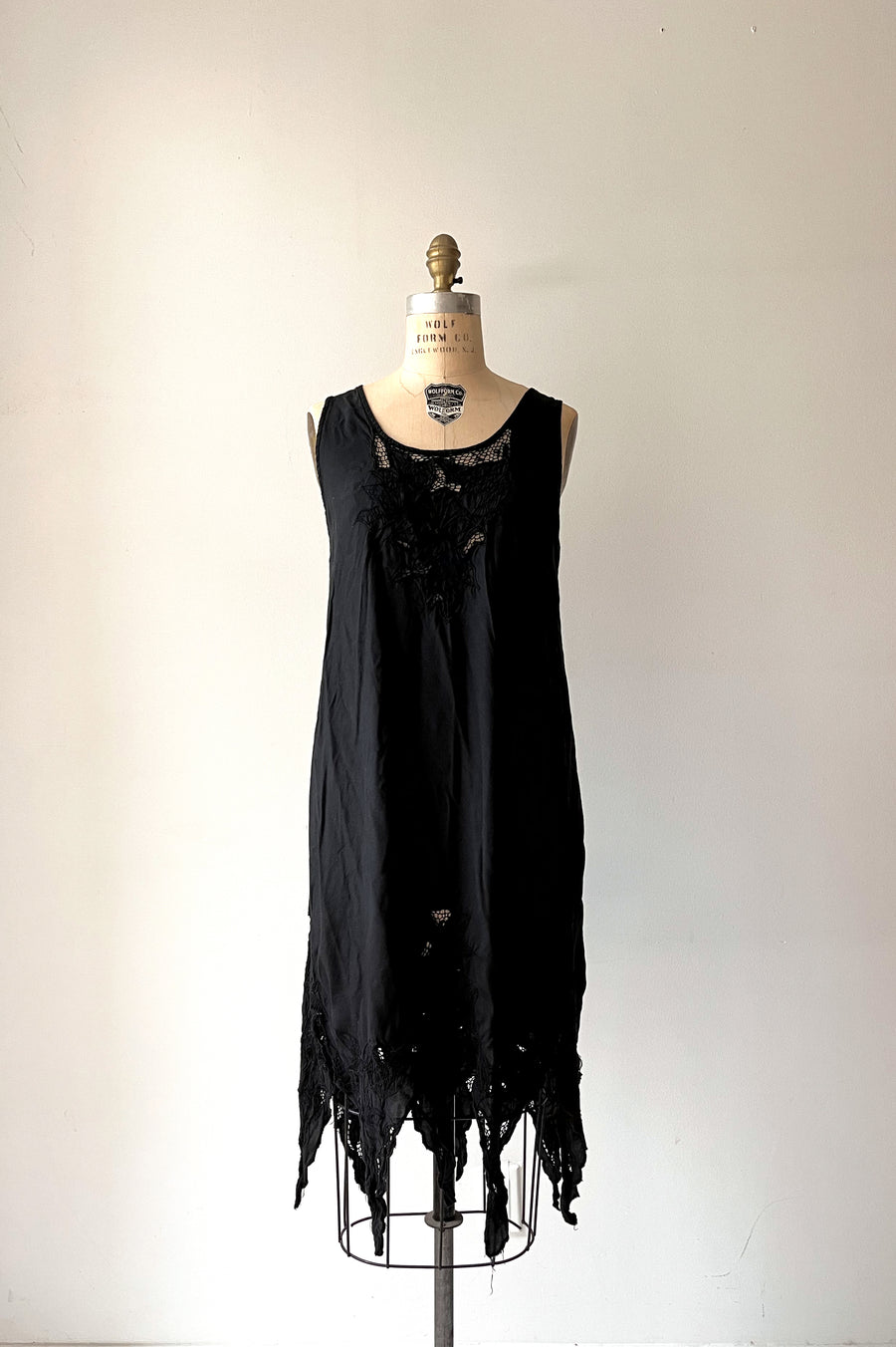 Vintage Dress with Inlaid Lace at Bust and Hem