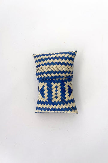 Woven Palm Leaf Jewelry Holder -Blue