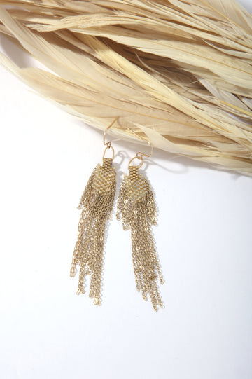 Phoenix Earrings - Golden Fringe
