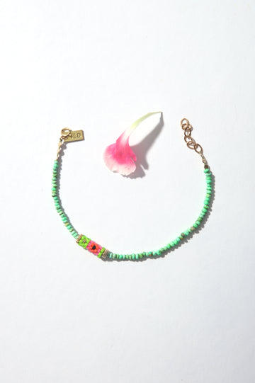 Garden Bracelet - Flower Bead on Turquoise