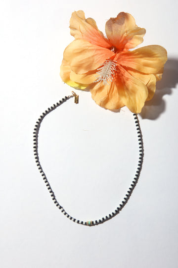 Garden Necklace - Back and White with Green Bead