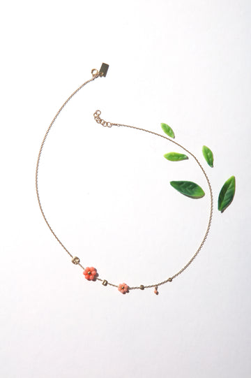 Garden Necklace - Coral Flower Short