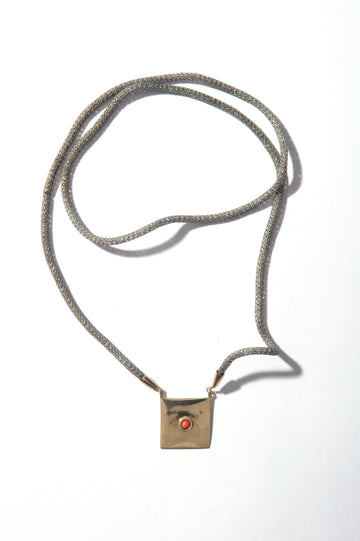 Garden Necklace - Coral Flag on Metallic Cord