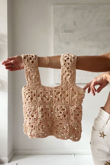 ïLD Granny Square Crochet Top - Natural