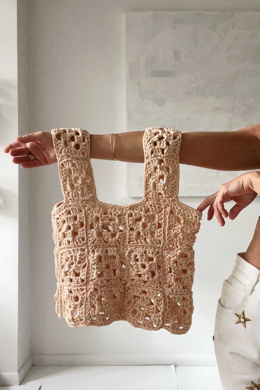 ïLD Granny Square Crochet Top - Natural