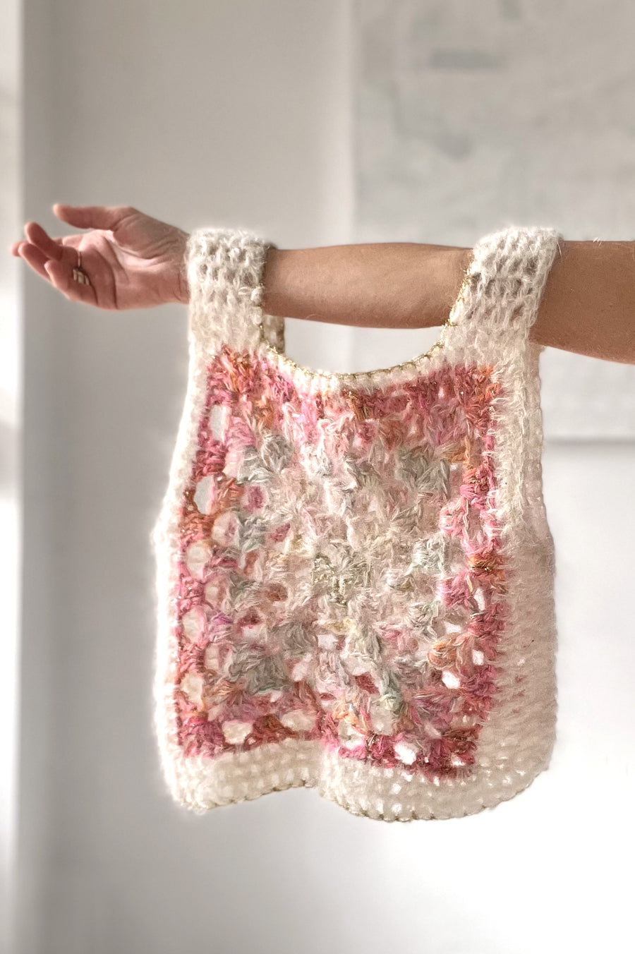ïLD Granny Square Crochet Top - Pink