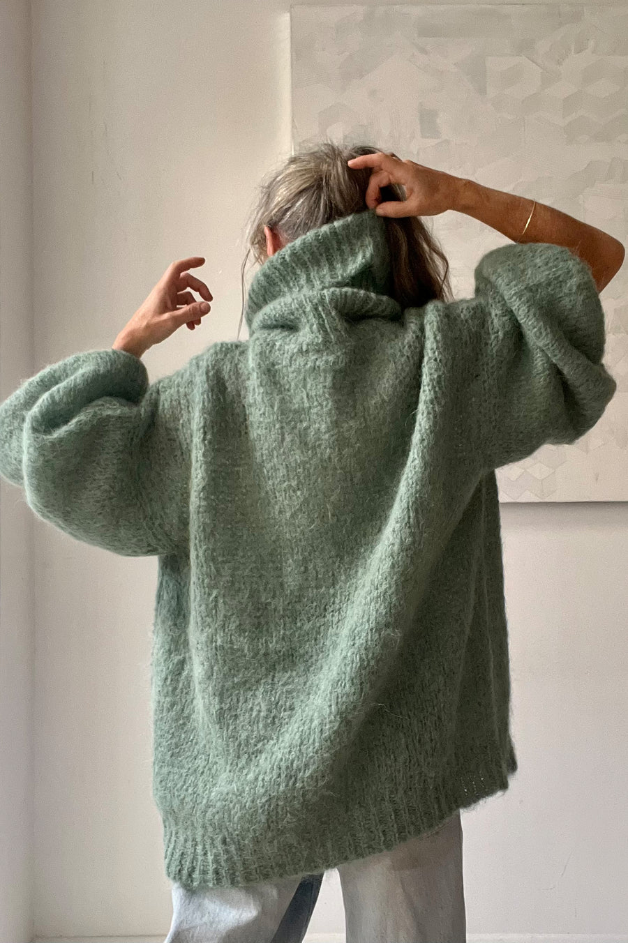Roll Neck Pullover Sweater - Dusty Green