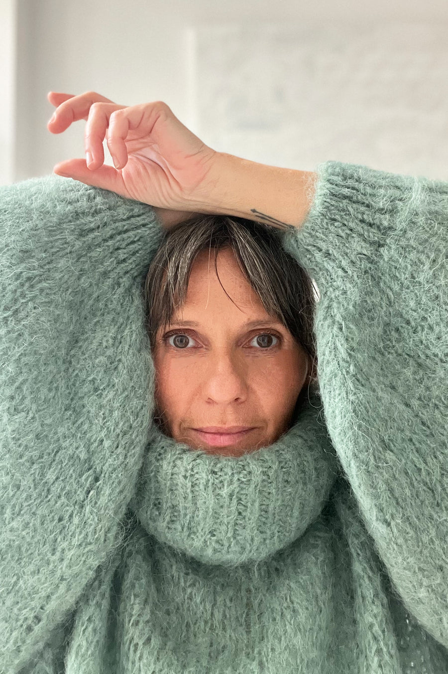Roll Neck Pullover Sweater - Dusty Green