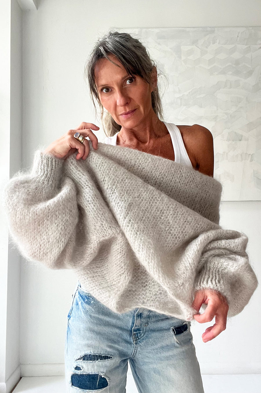 V-Neck Sweater - Grey