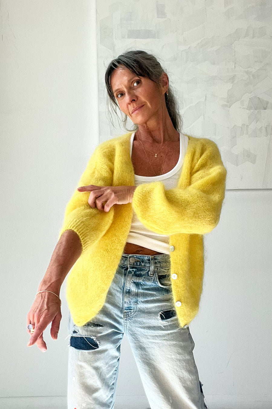 Cardigan Sweater - Yellow