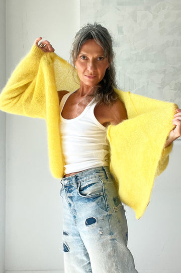 Cardigan Sweater - Yellow