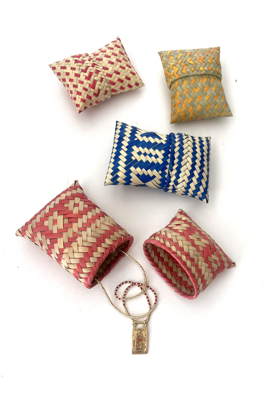 Woven Palm Leaf Jewelry Holder - Yellow