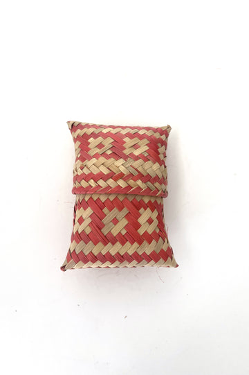 Woven Palm Leaf Jewelry Holder - Red #2