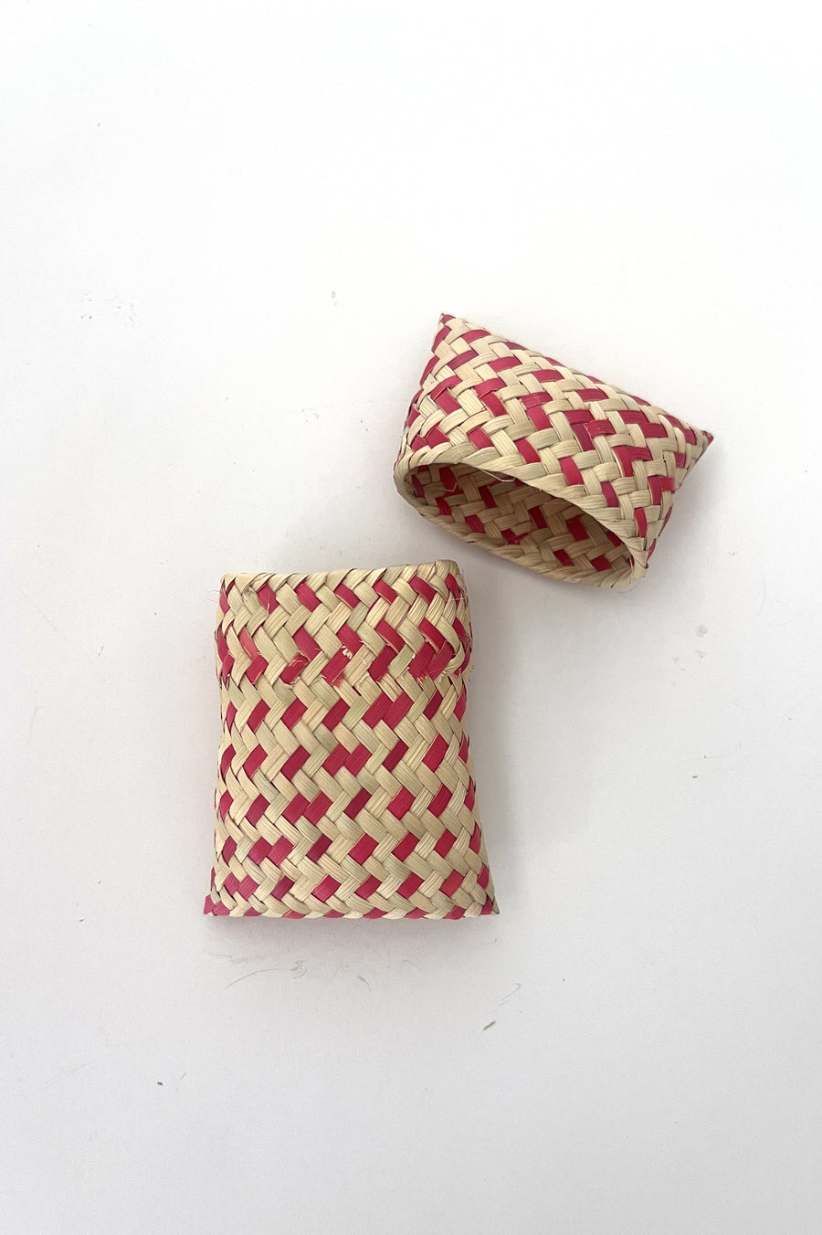 Woven Palm Leaf Jewelry Holder - Red