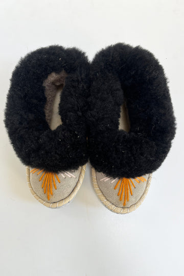 Sheepskin Slippers -  Yellow/Pink Size 37