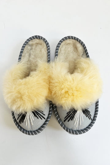 Sheepskin Slippers -  Backless White/Black Size 37