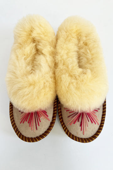 Sheepskin Slippers -  Reds Size 38
