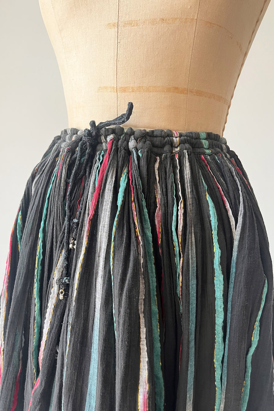 Vintage Black Skirt with Lame Stripes