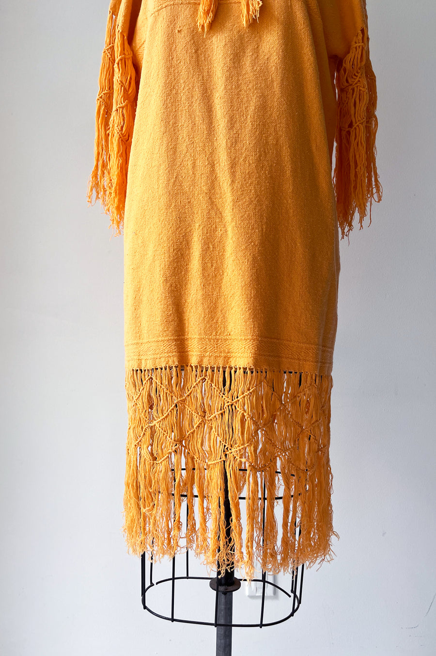 Vintage Yellow Dress with Macrame Fringe