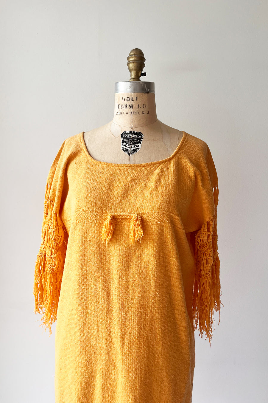 Vintage Yellow Dress with Macrame Fringe