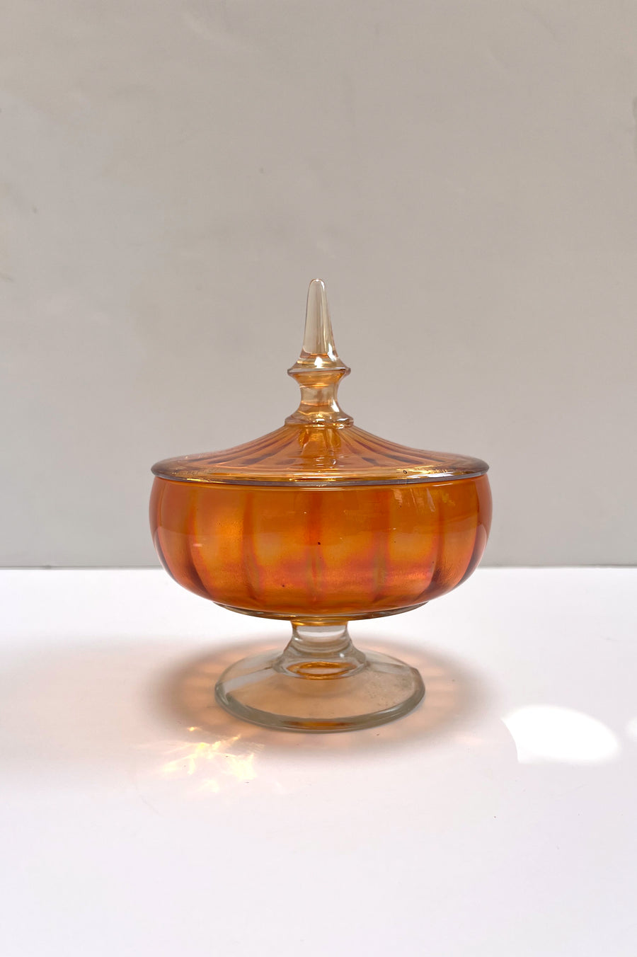 Vintage Glass Candy Dish with Lid