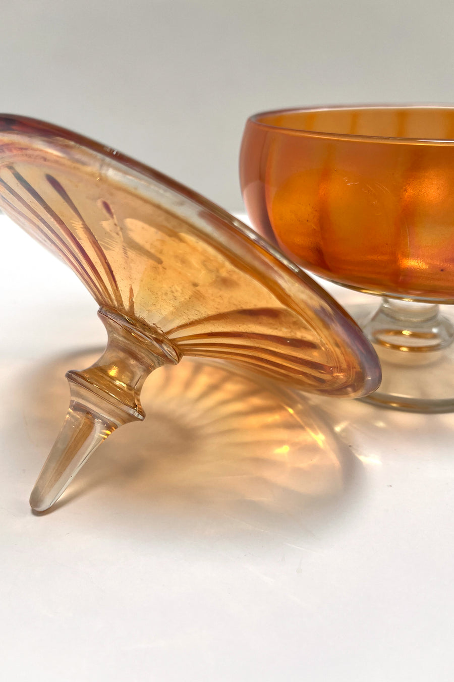 Vintage Glass Candy Dish with Lid