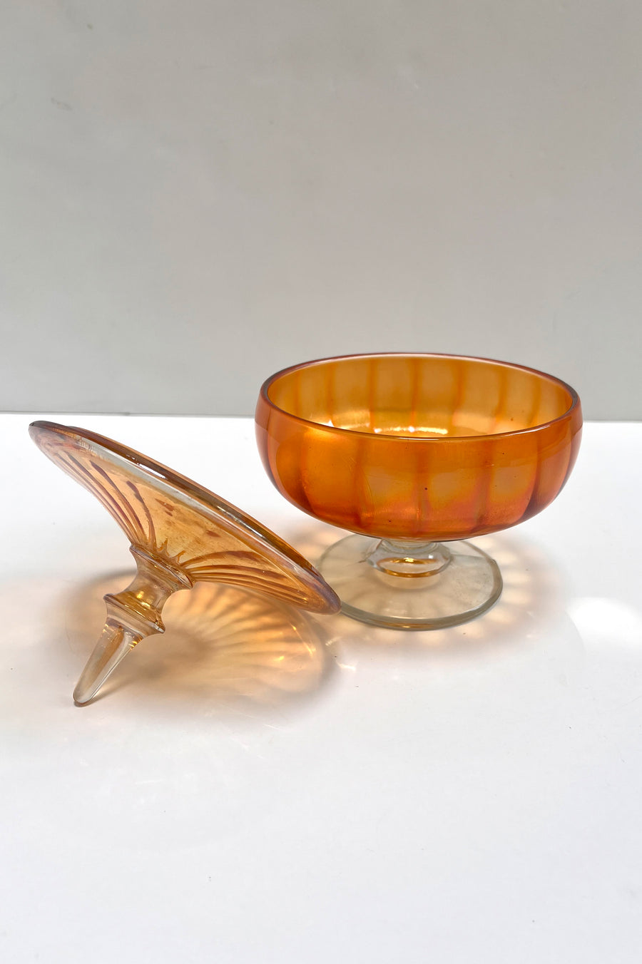 Vintage Glass Candy Dish with Lid