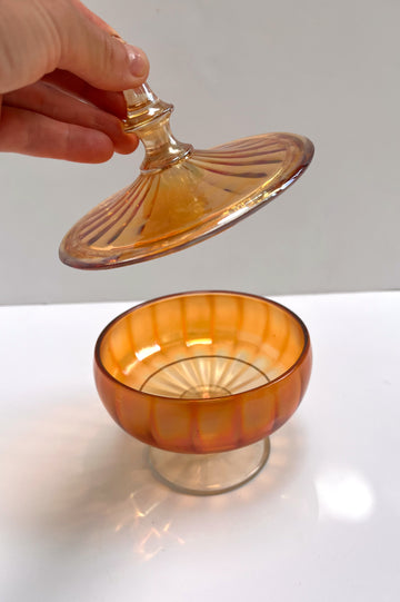 Vintage Glass Candy Dish with Lid