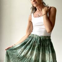 Vintage Green Maxi Skirt with Metallic Thread Iwona Ludyga Design