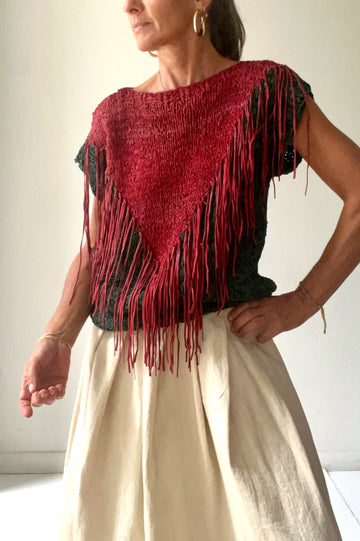 Vintage Leather Fringe Top