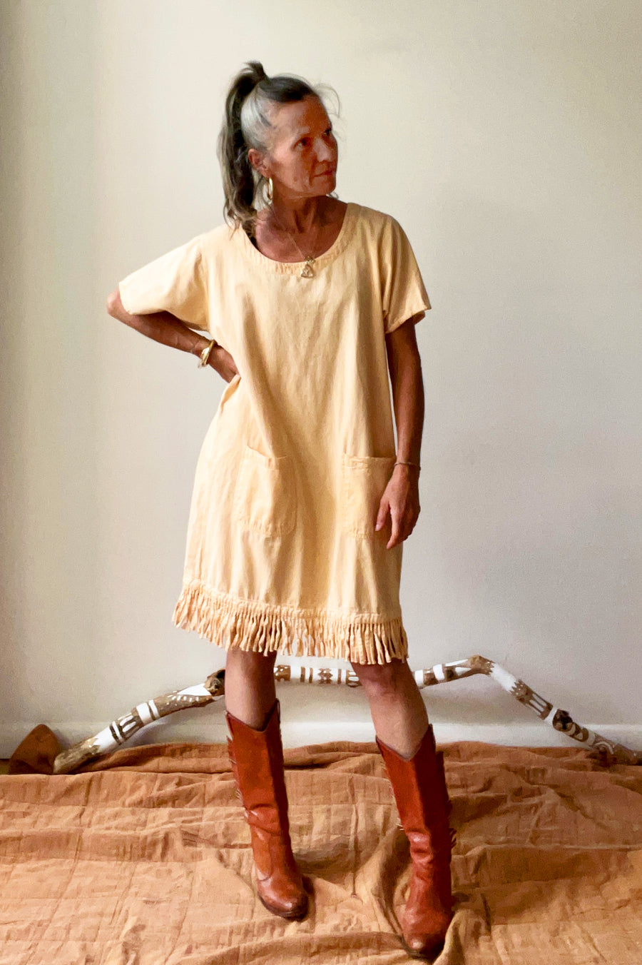 Vintage Peach Fringe Dress