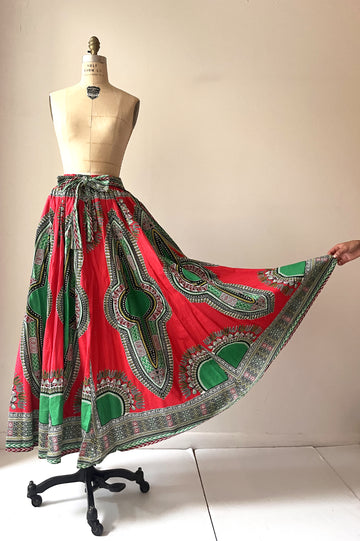 Vintage Tie Maxi Skirt