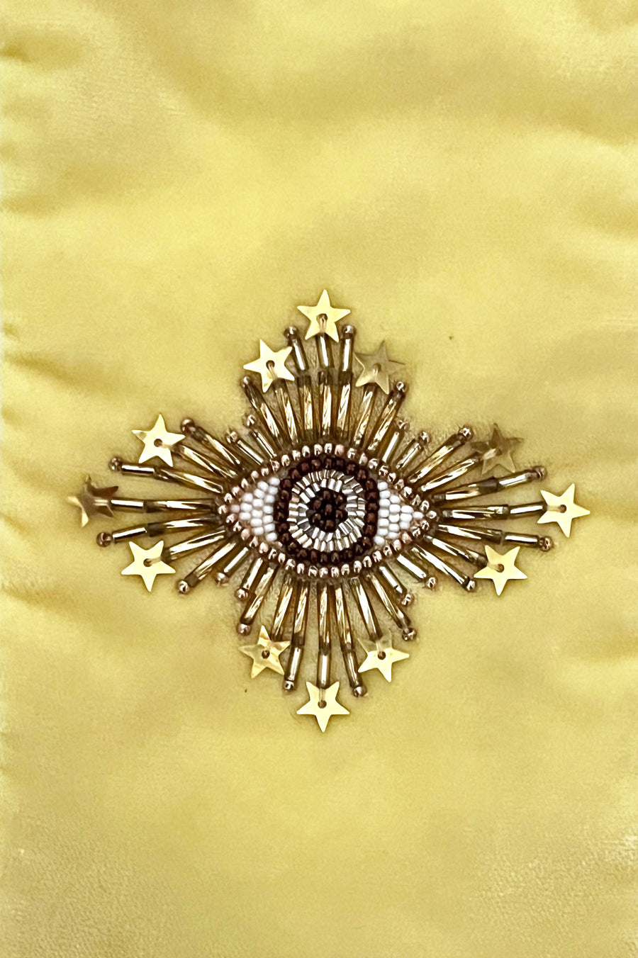 Beaded Velvet Phone Pouch - Yellow Eye