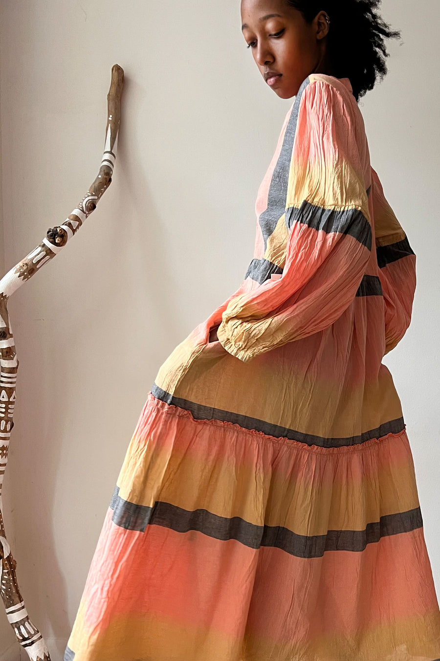 Maxi Dress - Striped Ruffle
