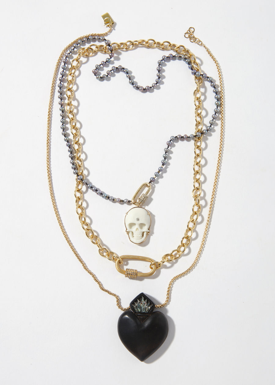 ÖNA Necklace - Dark Pearl with Paperclip