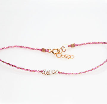 14k Words Bracelet on Silk Thread