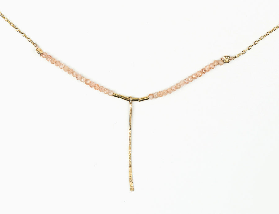 Drift Peach Moonstone with Pin Necklace