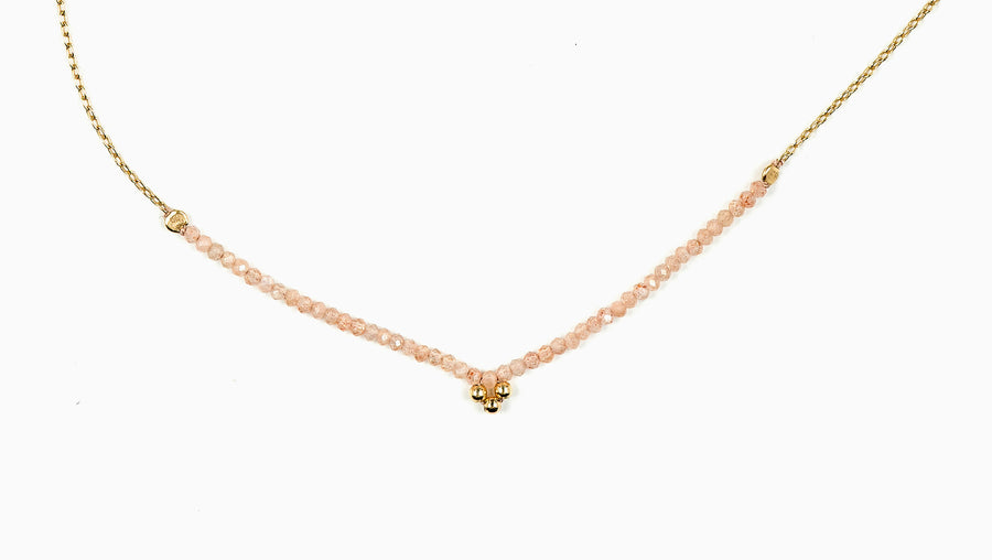 Drift Flower Peach Moonstone Necklace