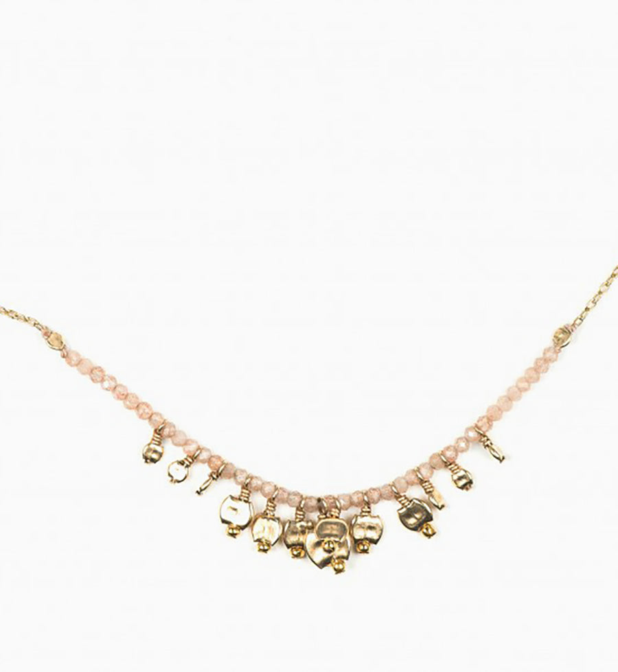 Drift Cluster Peach Moonstone Necklace