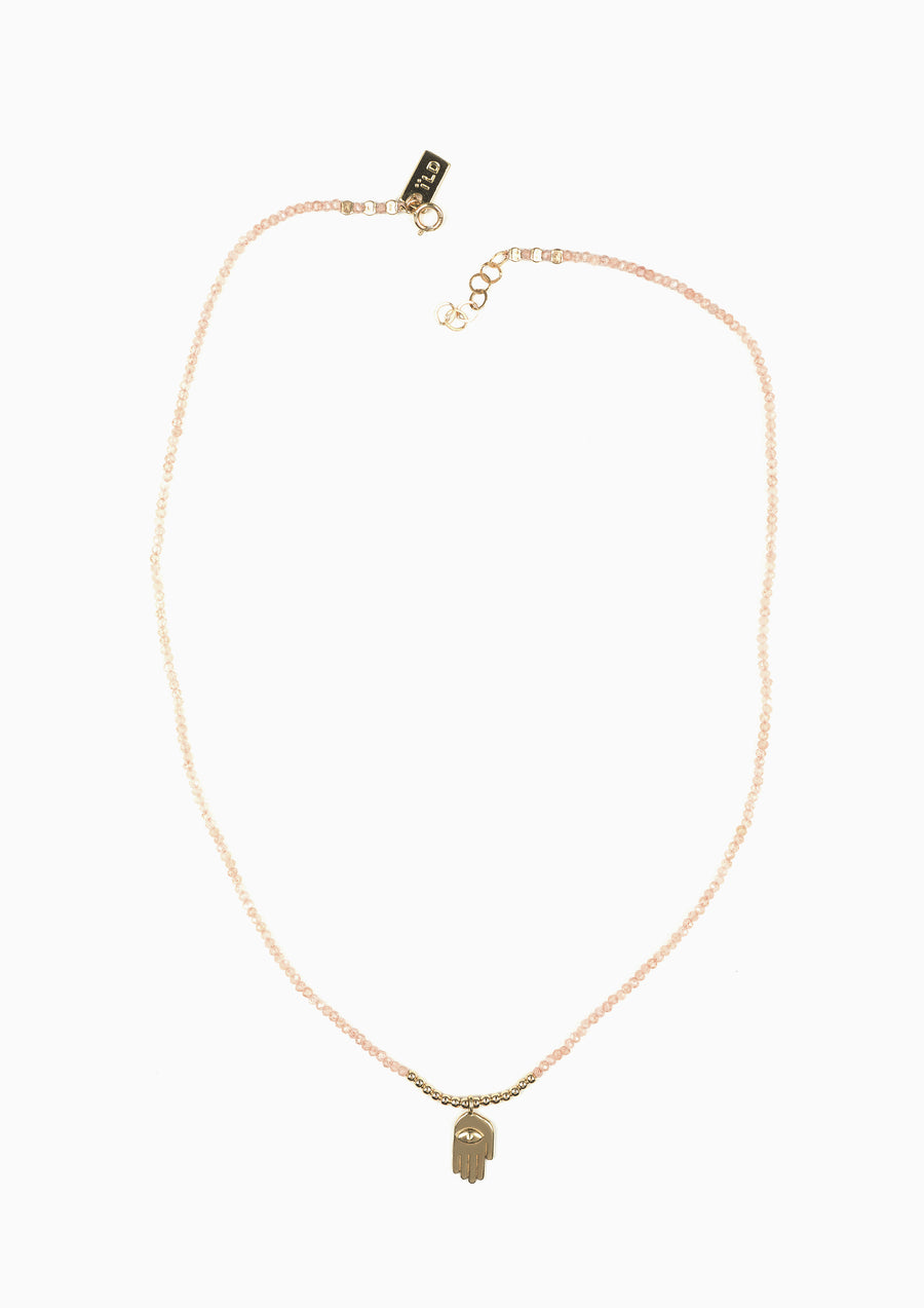 Drift Hand on Peach Moonstone Necklace