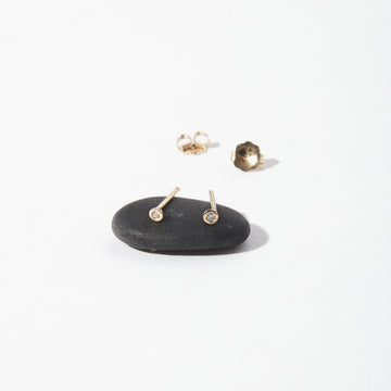 Dune 14k Tiny 1pt White Diamond Stud Earrings