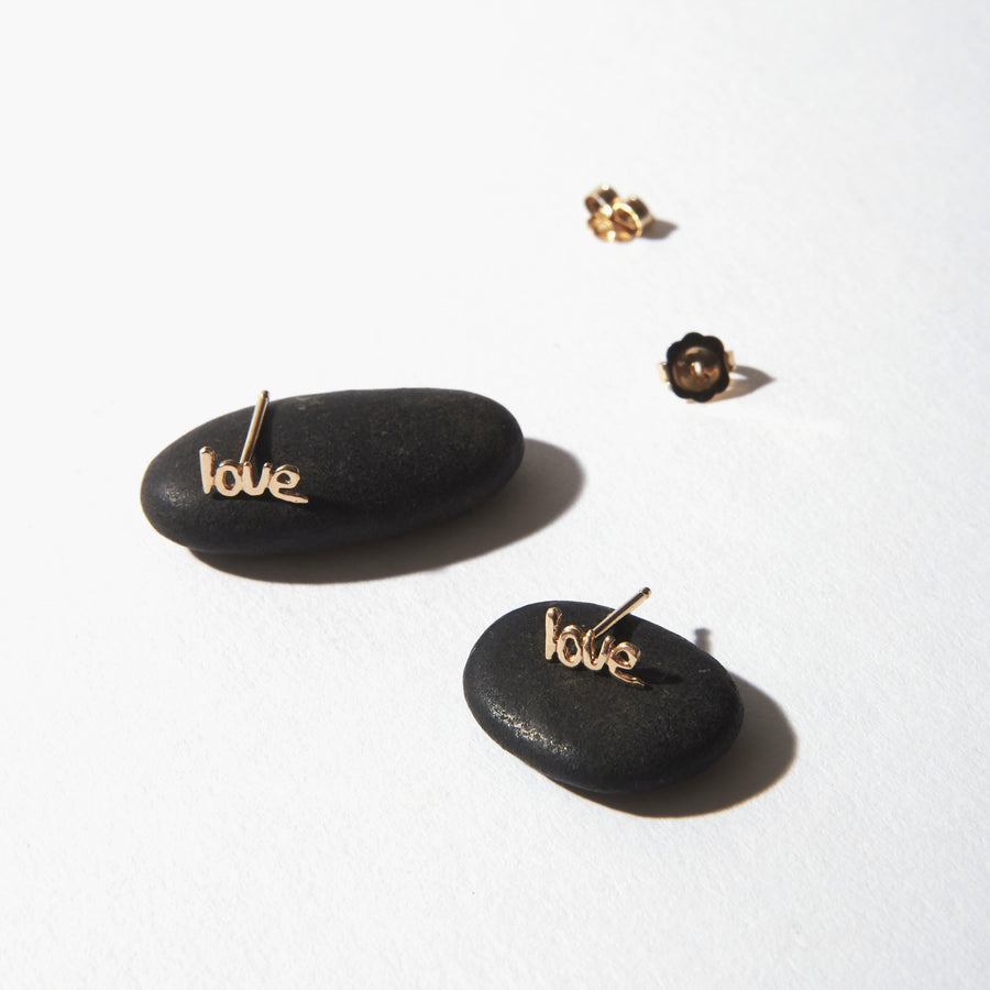 Words 14k Love Earrings