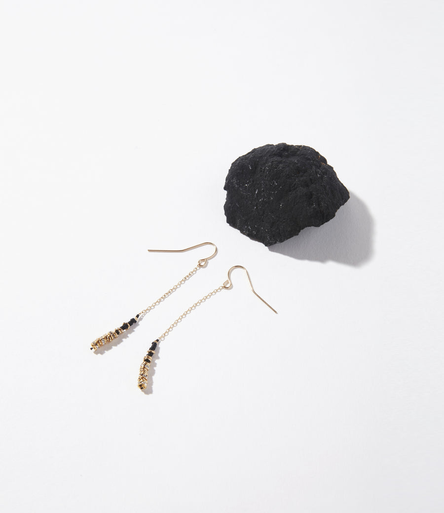 Lune Noir Crystals Long Earrings