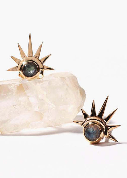 Sister Sun 14k Stud Earrings with Labradorite