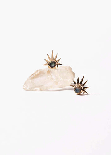 Sister Sun 14k Stud Earrings with Labradorite