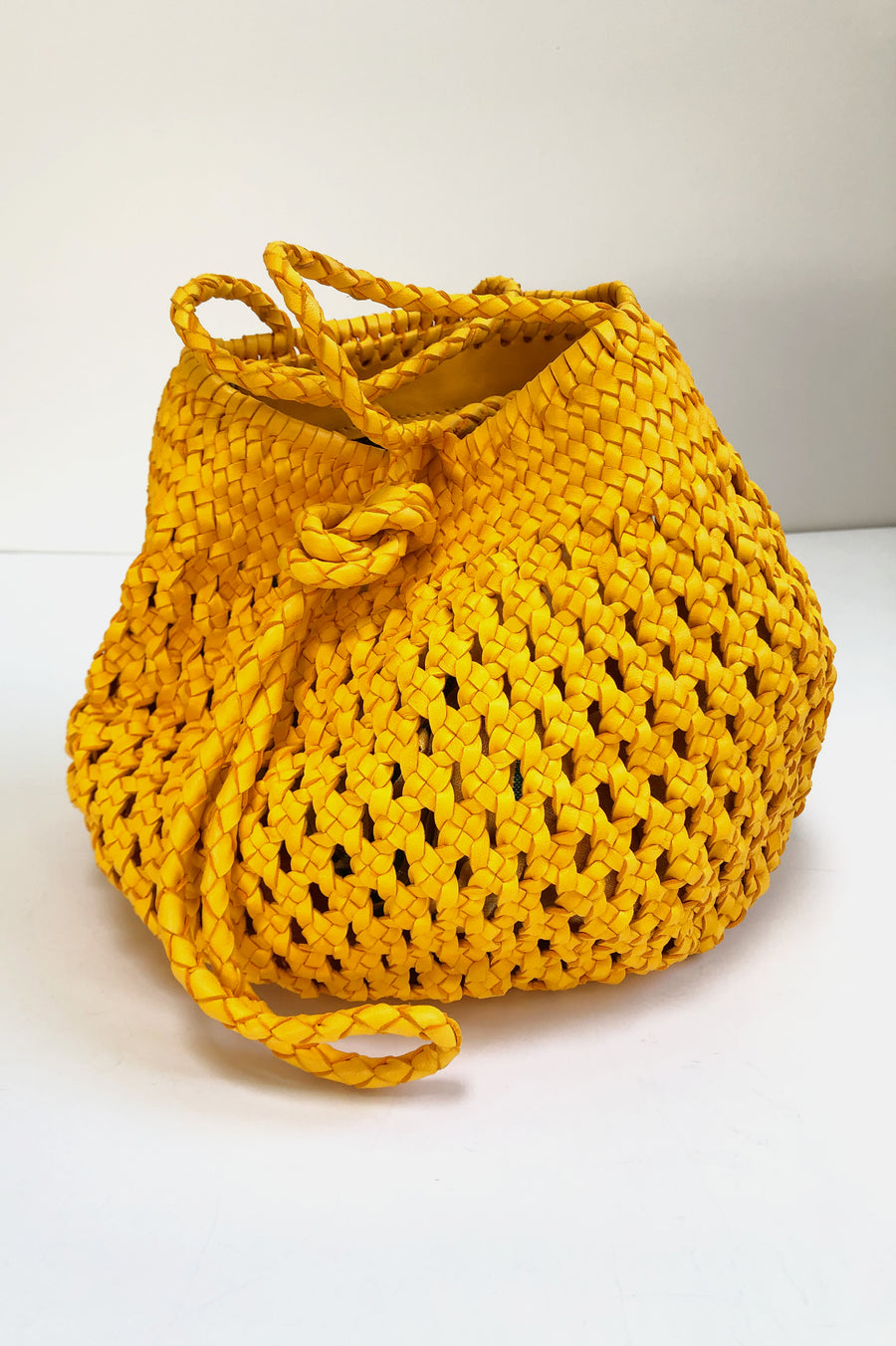 Woven Leather Bag - Yellow